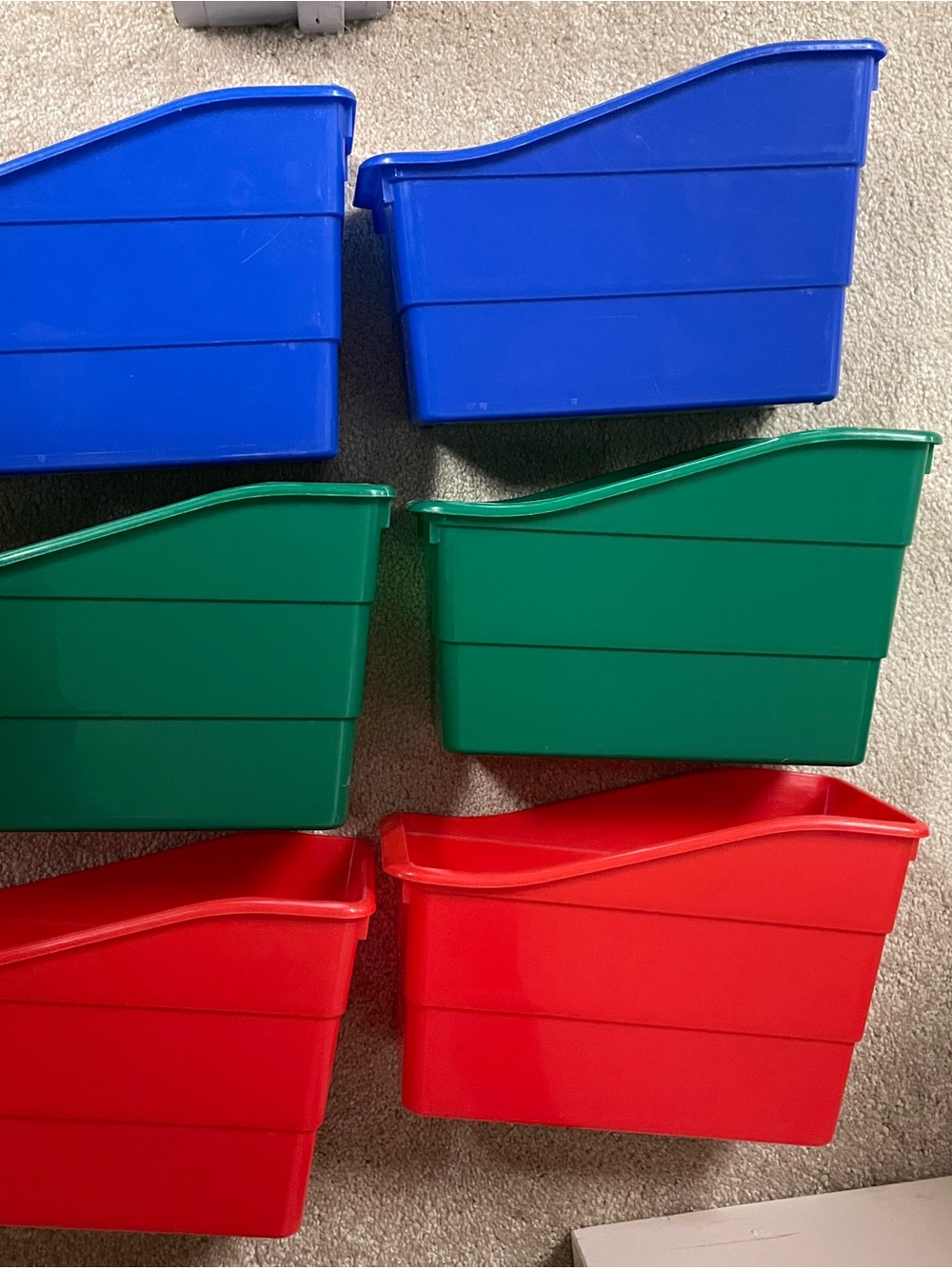 Really Good Stuff Plastic Storage Bins - Blue, Green, Red